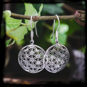 Strieborné náušnice KVET ŽIVOTA, visiace