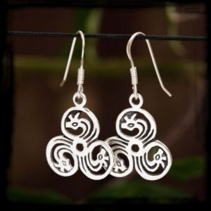 Strieborné náušnice DRAČÍ TRISKEL, visiace